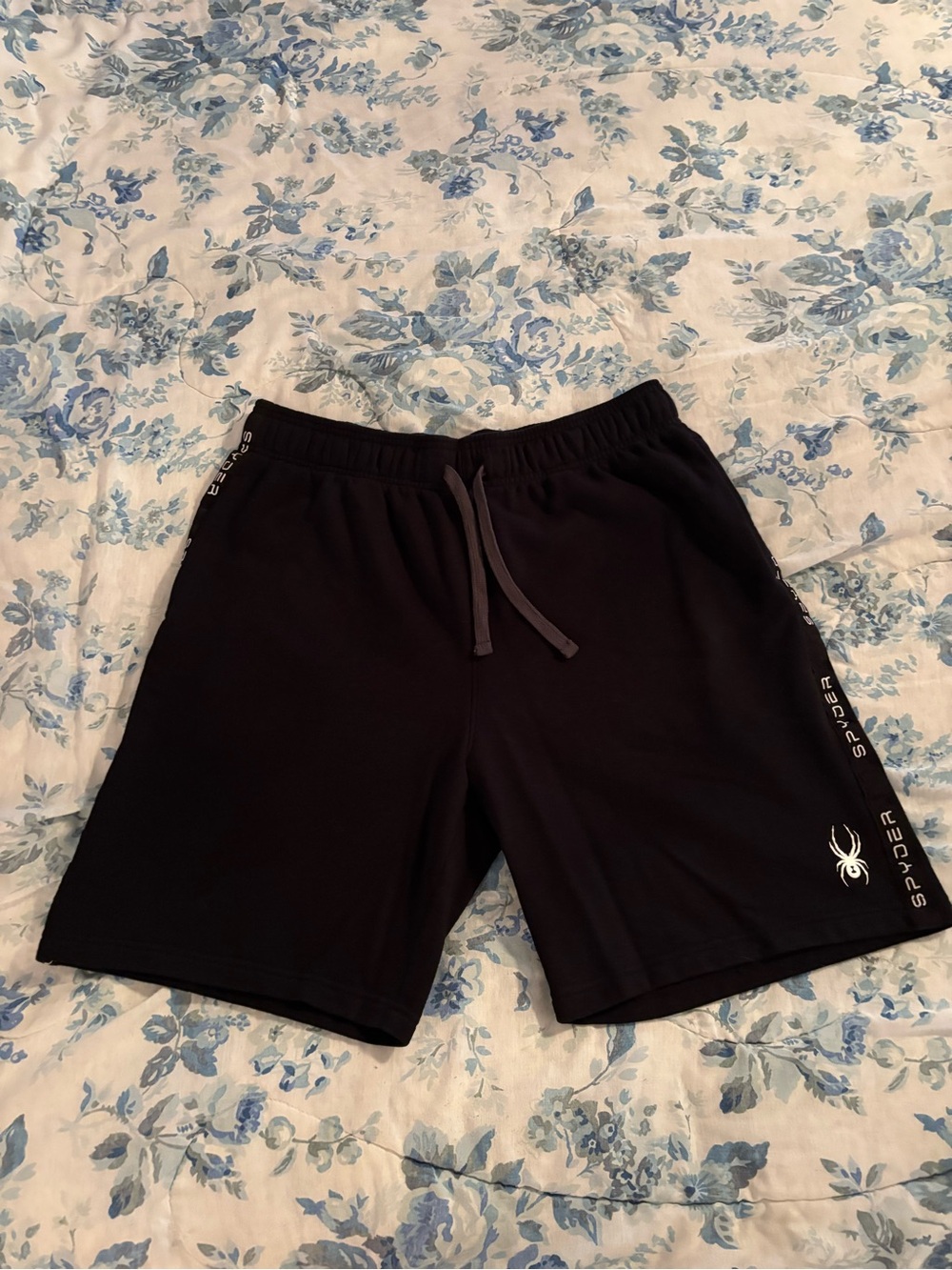 Spyder Black Athletic Drawstring Shorts with Side Logo